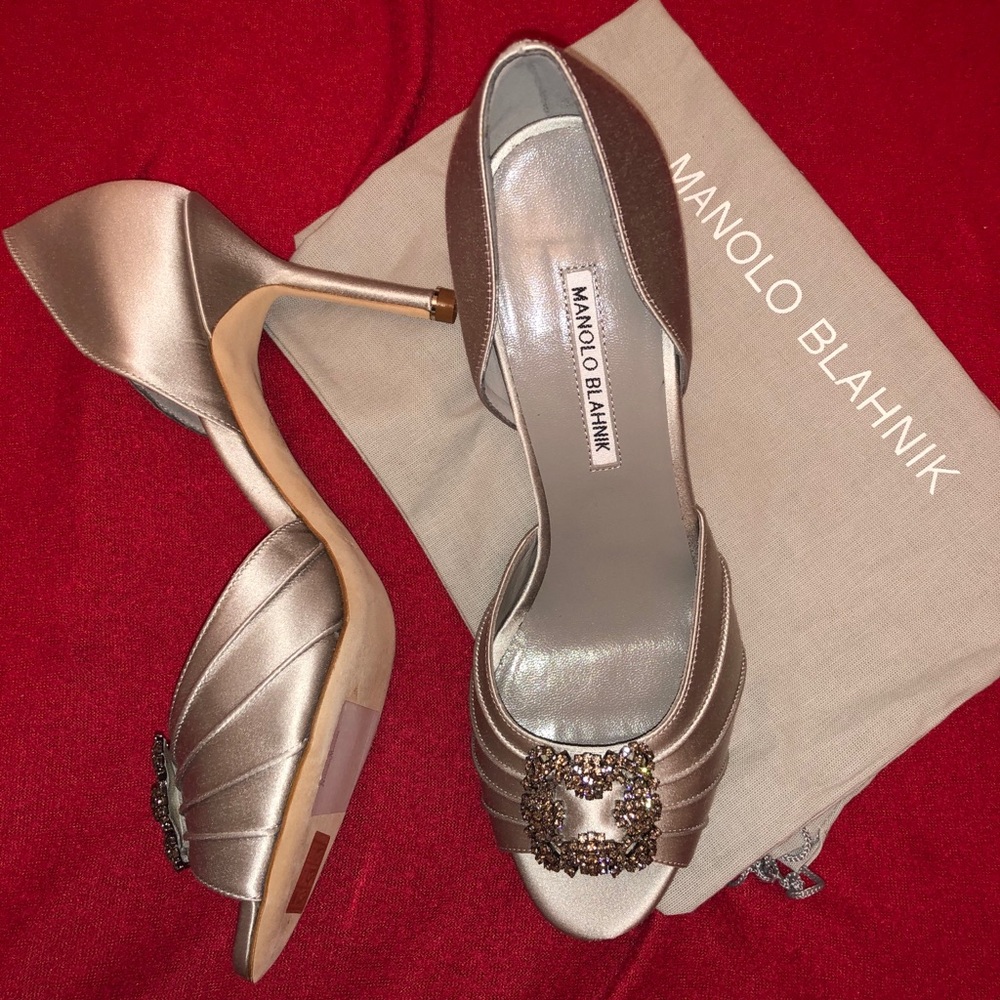 Manolo Blahnik 90mm Cassiado Satin Opentoe